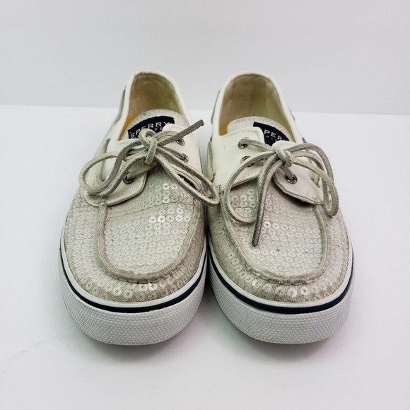 Sperry Top Sider Womens Size 9.5 White Sequin Slip On Casual Boat Shoes 9447160 - Picture 5 of 12